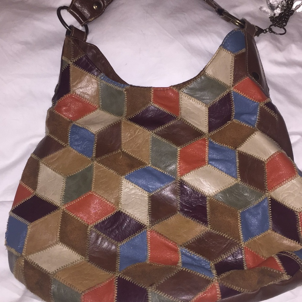 Multi colored hand bag